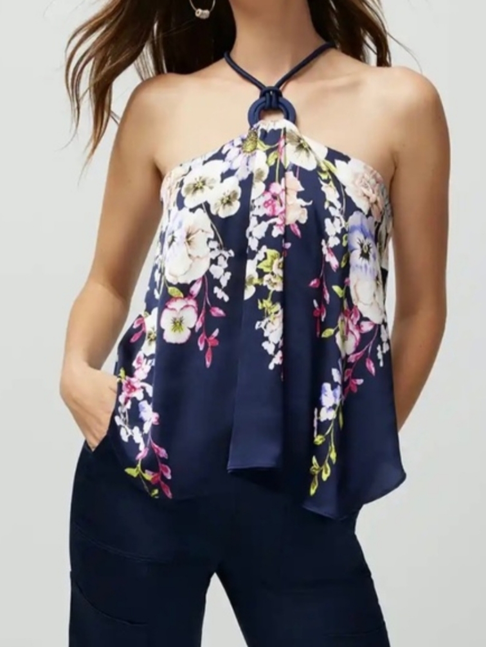 NWT - WHBM Floral Halter Neck Tank Top  Size L